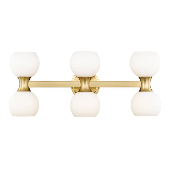 Z-Lite Artemis Vanity, 6-Light, 6.5 In.W x 25 In.L x 10.75 In.H, Modern Gold/Matte Opal 494-6V-MGLD - main
